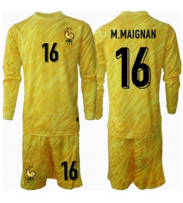 France Mike Maignan #16 Goalkeeper Replica Home Stadium Kit for Kids Euro 2024 Long Sleeve (+ pants)